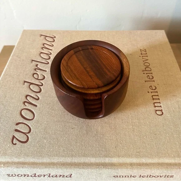 Vintage Wooden Coaster Set - Picture 2 of 2